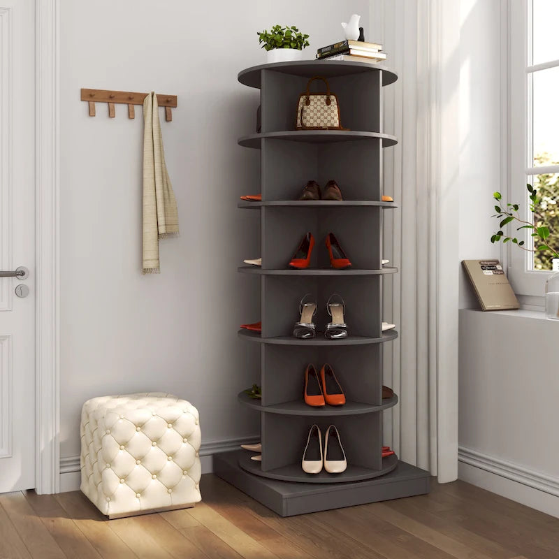 Meuble à chaussures rotatif à 360°, 6 niveaux, 24 paires, gain de place, 3 coloris