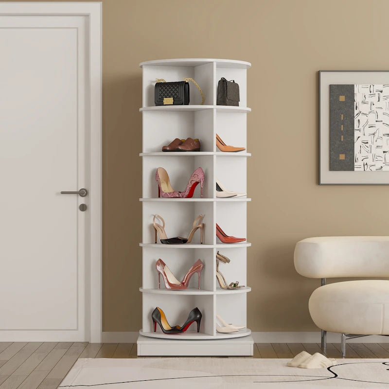 Meuble à chaussures rotatif à 360°, 6 niveaux, 24 paires, gain de place, 3 coloris
