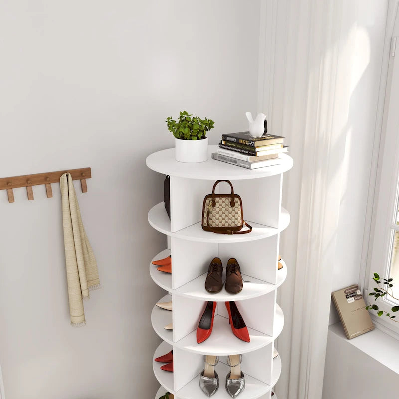 Meuble à chaussures rotatif à 360°, 6 niveaux, 24 paires, gain de place, 3 coloris