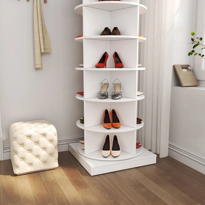 Meuble à chaussures rotatif à 360°, 6 niveaux, 24 paires, gain de place, 3 coloris