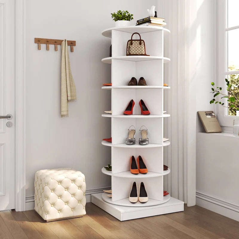 Meuble à chaussures rotatif à 360°, 6 niveaux, 24 paires, gain de place, 3 coloris