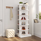 Meuble à chaussures rotatif à 360°, 6 niveaux, 24 paires, gain de place, 3 coloris