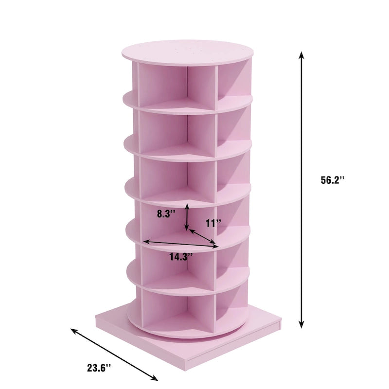 Meuble à chaussures rotatif à 360°, 6 niveaux, 24 paires, gain de place, 3 coloris