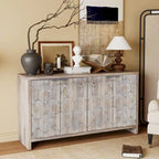 Accent Cabinet Farmhouse Style 4 Door Wooden Cabinet Sideboard Buffet Server Cabinet Storage Cabinet, for Living Room