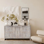 Accent Cabinet Farmhouse Style 4 Door Wooden Cabinet Sideboard Buffet Server Cabinet Storage Cabinet, for Living Room
