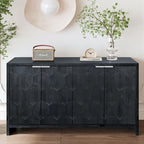 Accent Cabinet Farmhouse Style 4 Door Wooden Cabinet Sideboard Buffet Server Cabinet Storage Cabinet, for Living Room