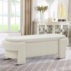 Banc de rangement français minimaliste rembourré en tissu avec quatre pieds rembourrés