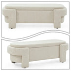 Banc de rangement français minimaliste rembourré en tissu avec quatre pieds rembourrés