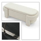 Banc de rangement français minimaliste rembourré en tissu avec quatre pieds rembourrés