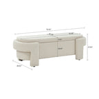 Banc de rangement français minimaliste rembourré en tissu avec quatre pieds rembourrés