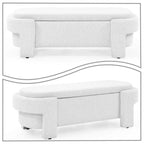 Banc de rangement français minimaliste rembourré en tissu avec quatre pieds rembourrés