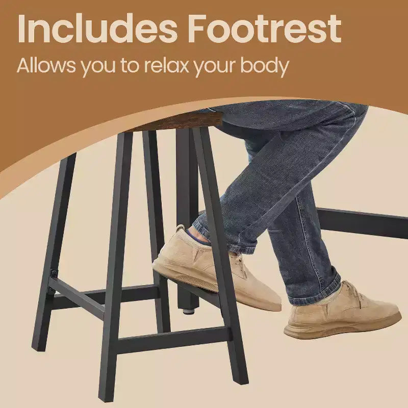 Lot de 2 tabourets de bar, chaises de bar, tabourets de bar de cuisine avec repose-pieds, hauteur de 60 cm
