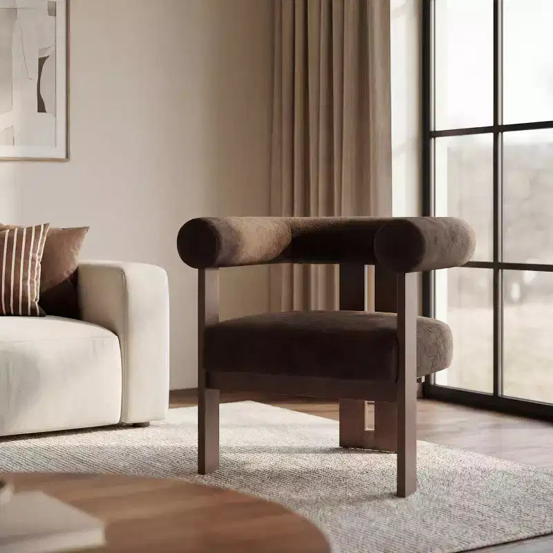 Christopher Knight Home Harriman, fauteuil d'appoint en velours avec structure à trois pieds en bouleau
