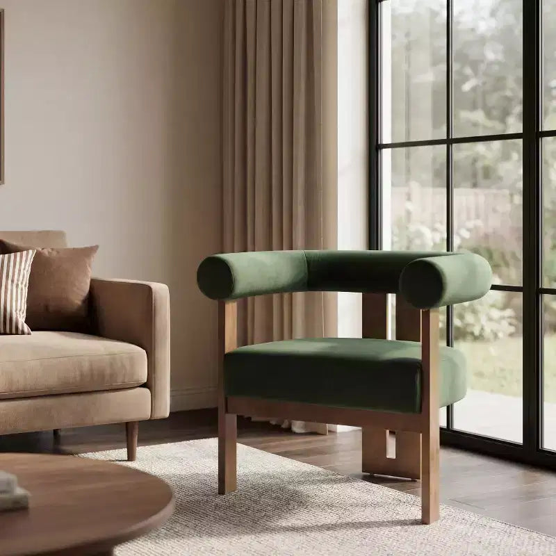 Christopher Knight Home Harriman, fauteuil d'appoint en velours avec structure à trois pieds en bouleau