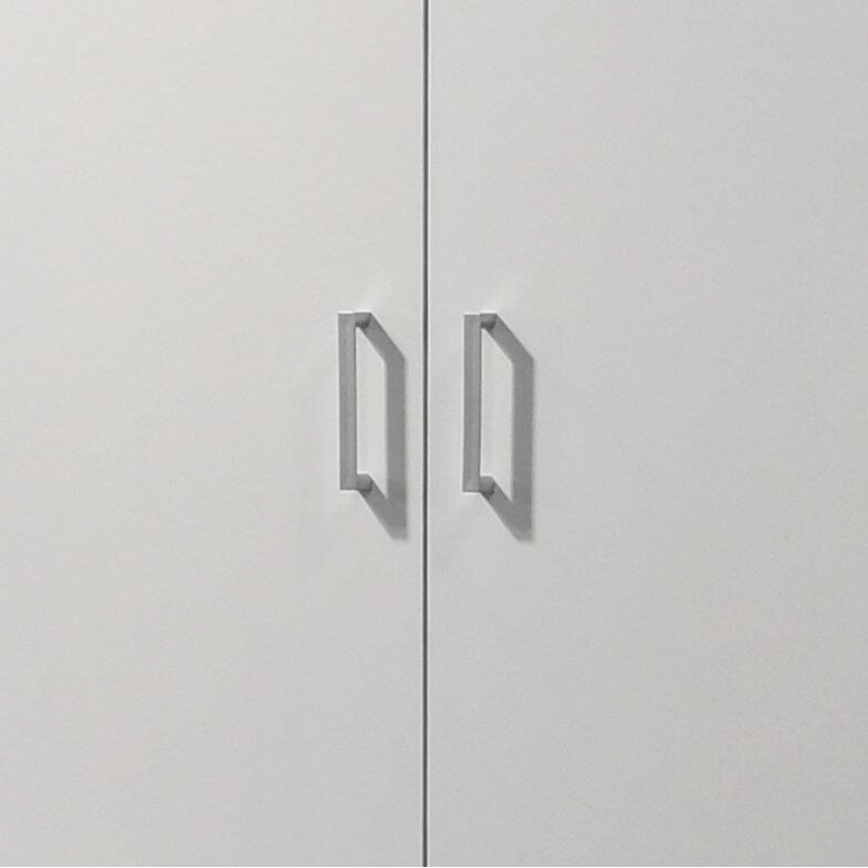 60 Tall White Double Door Cabinet, Freestanding Cupboard Closet Storage Organizer with 4 Tier Shelves