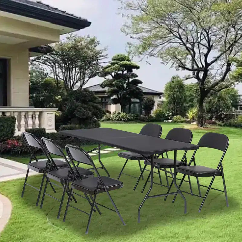 SUGIFT Chaises Pliantes avec Sièges Rembourrés Noir Chaise Pliante pour Usage Extérieur et Intérieur (Lot de 4)