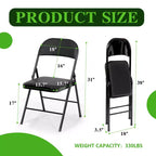 SUGIFT Chaises Pliantes avec Sièges Rembourrés Noir Chaise Pliante pour Usage Extérieur et Intérieur (Lot de 4)
