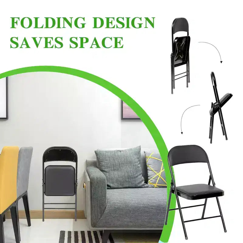 SUGIFT Chaises Pliantes avec Sièges Rembourrés Noir Chaise Pliante pour Usage Extérieur et Intérieur (Lot de 4)