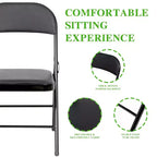 SUGIFT Chaises Pliantes avec Sièges Rembourrés Noir Chaise Pliante pour Usage Extérieur et Intérieur (Lot de 4)