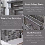 Commode de chambre SinCiDo à 5 tiroirs, commode de ferme de 117 cm de haut avec colonnes romaines
