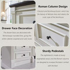 Commode de chambre SinCiDo à 5 tiroirs, commode de ferme de 117 cm de haut avec colonnes romaines
