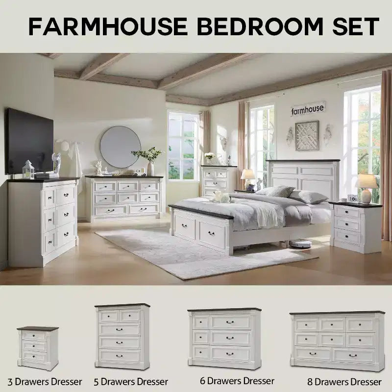 Commode de chambre SinCiDo à 5 tiroirs, commode de ferme de 117 cm de haut avec colonnes romaines