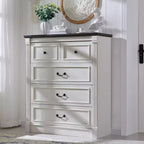 Commode de chambre SinCiDo à 5 tiroirs, commode de ferme de 117 cm de haut avec colonnes romaines