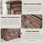 Commode de chambre SinCiDo à 5 tiroirs, commode de ferme de 117 cm de haut avec colonnes romaines