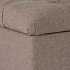 Banc en bois capitonné et rembourré en tissu texturé avec rangement à charnière, marron