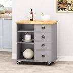 GDFStudio Yohaan Contemporary Kitchen Cart with Wheels and 2 Drawers