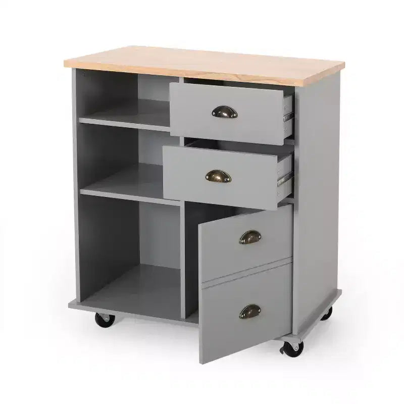 GDFStudio Yohaan Contemporary Kitchen Cart with Wheels and 2 Drawers