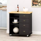 GDFStudio Yohaan Contemporary Kitchen Cart with Wheels and 2 Drawers