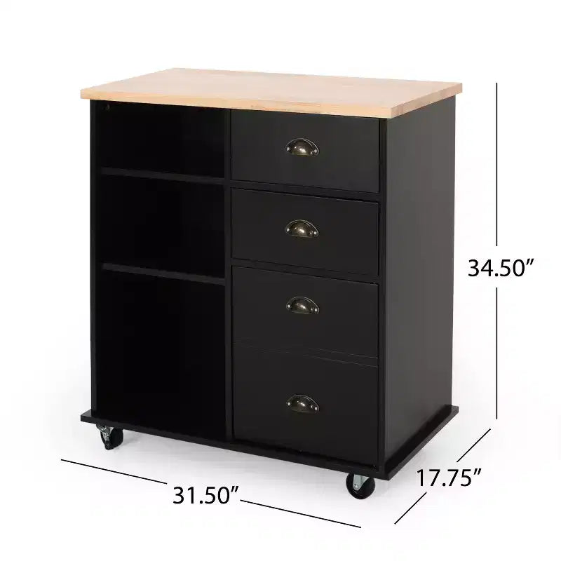 GDFStudio Yohaan Contemporary Kitchen Cart with Wheels and 2 Drawers