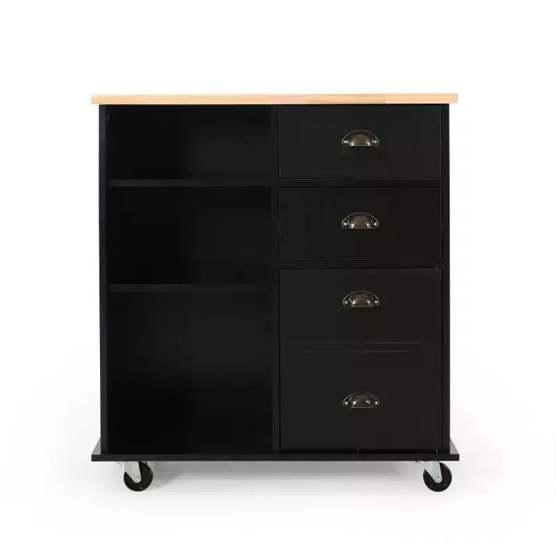 GDFStudio Yohaan Contemporary Kitchen Cart with Wheels and 2 Drawers