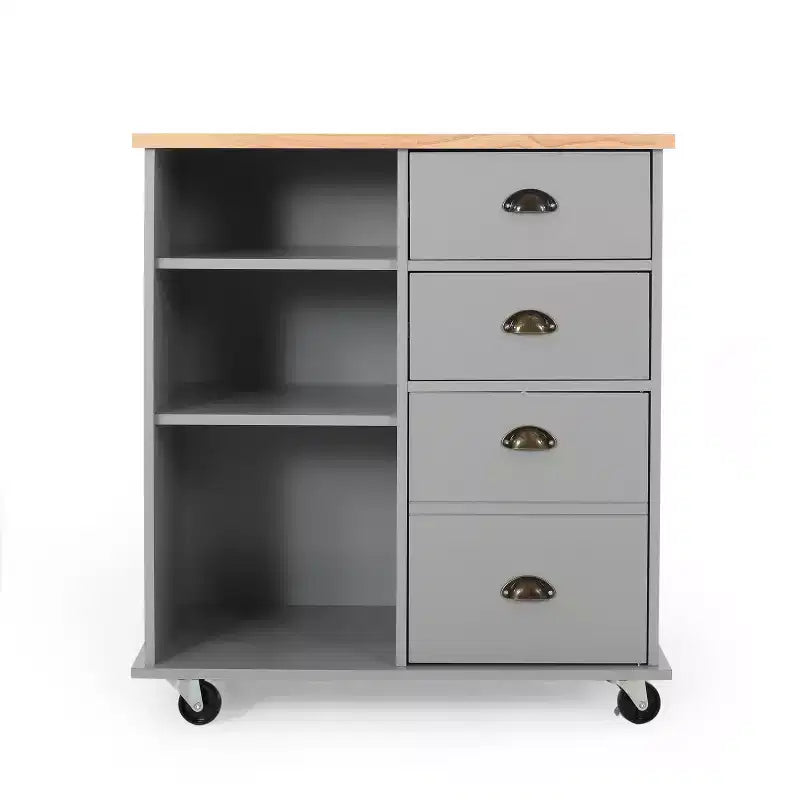 GDFStudio Yohaan Contemporary Kitchen Cart with Wheels and 2 Drawers