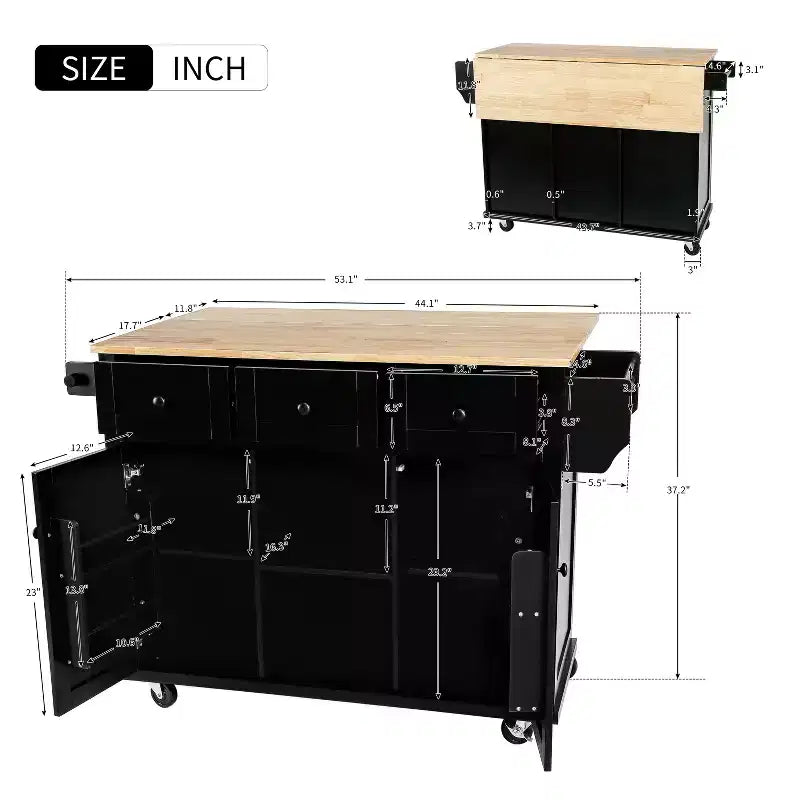 Îlot de cuisine moderne Whisen avec porte-épices et porte-serviettes