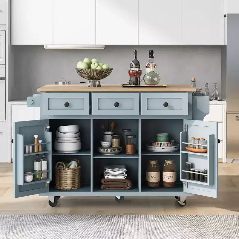 Îlot de cuisine moderne Whisen avec porte-épices et porte-serviettes