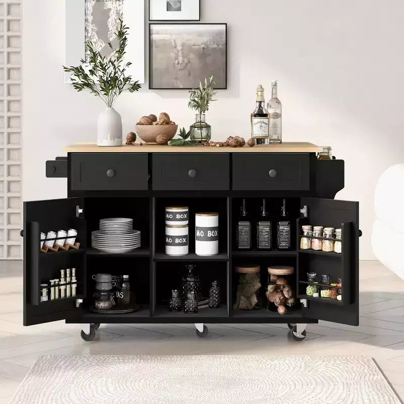 Îlot de cuisine moderne Whisen avec porte-épices et porte-serviettes