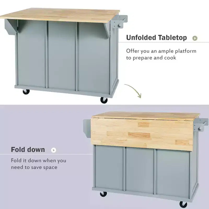 Îlot de cuisine moderne Whisen avec porte-épices et porte-serviettes