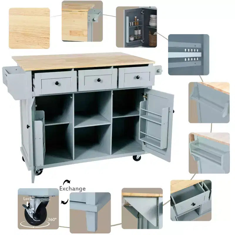 Îlot de cuisine moderne Whisen avec porte-épices et porte-serviettes