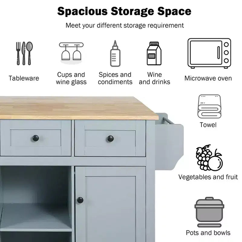 Îlot de cuisine moderne Whisen avec porte-épices et porte-serviettes