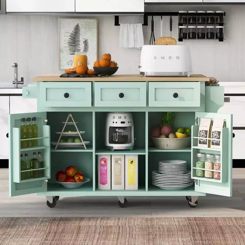 Îlot de cuisine moderne Whisen avec porte-épices et porte-serviettes