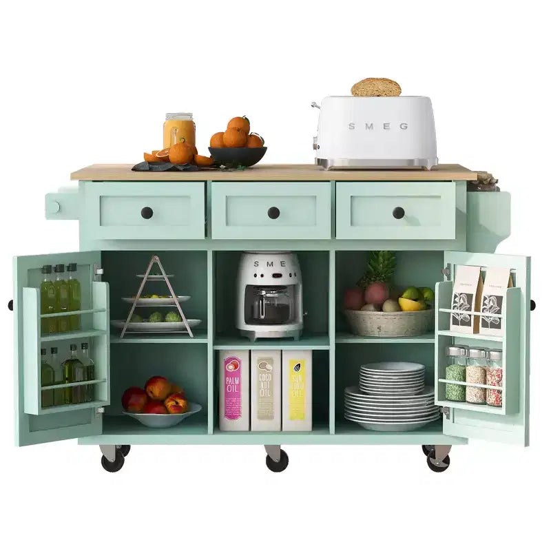 Îlot de cuisine moderne Whisen avec porte-épices et porte-serviettes