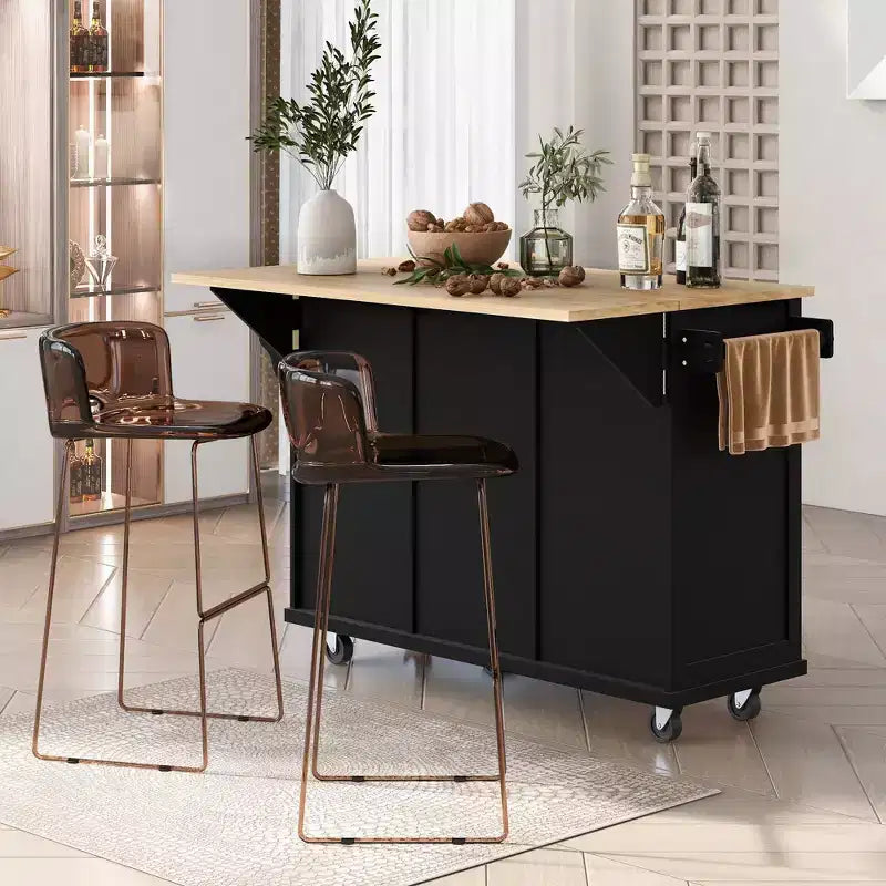 Îlot de cuisine moderne Whisen avec porte-épices et porte-serviettes