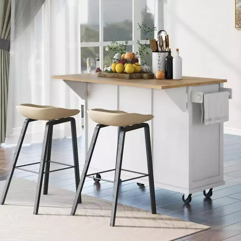 Îlot de cuisine moderne Whisen avec porte-épices et porte-serviettes