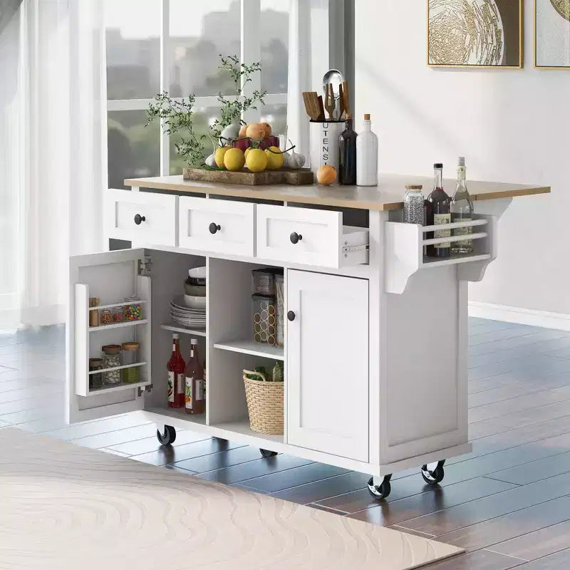 Îlot de cuisine moderne Whisen avec porte-épices et porte-serviettes