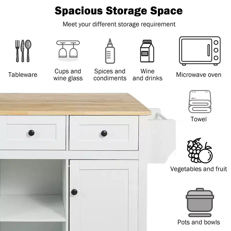 Îlot de cuisine moderne Whisen avec porte-épices et porte-serviettes