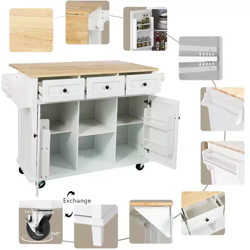 Îlot de cuisine moderne Whisen avec porte-épices et porte-serviettes