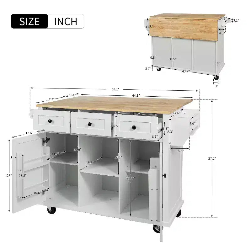 Îlot de cuisine moderne Whisen avec porte-épices et porte-serviettes