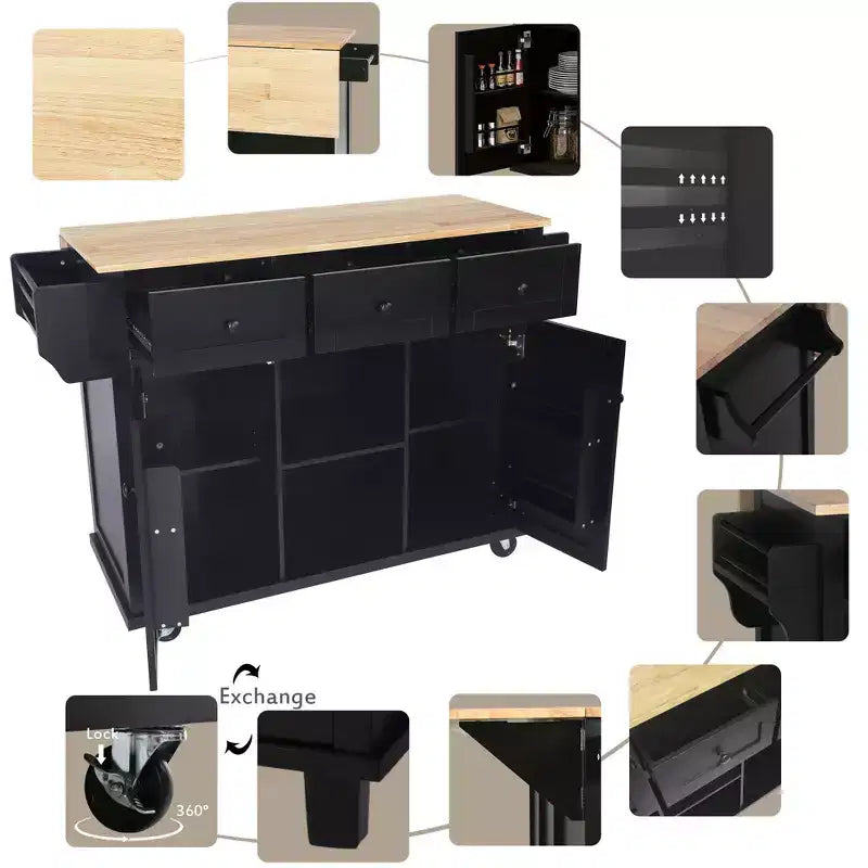 Îlot de cuisine moderne Whisen avec porte-épices et porte-serviettes